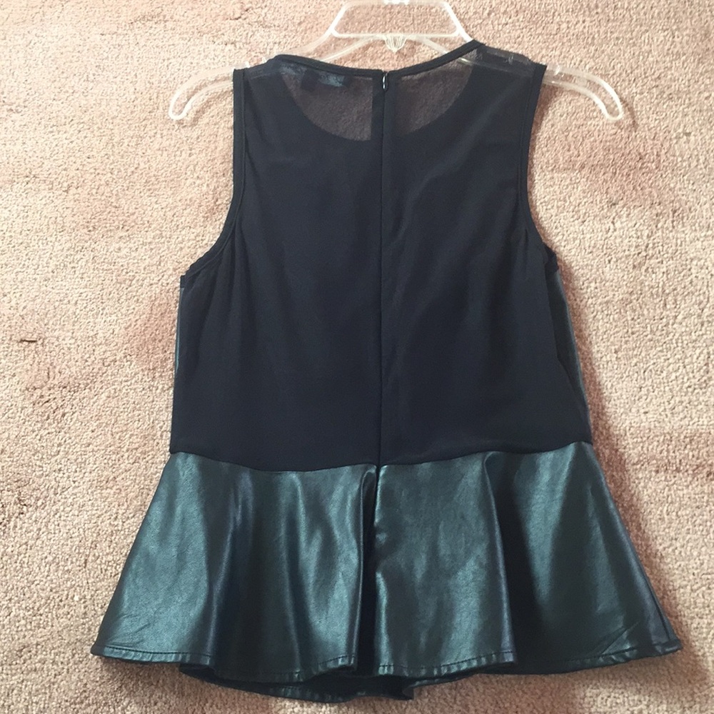 For Love and Lemons NWOT Peplum x Faux Leather Top - Picture 8 of 8